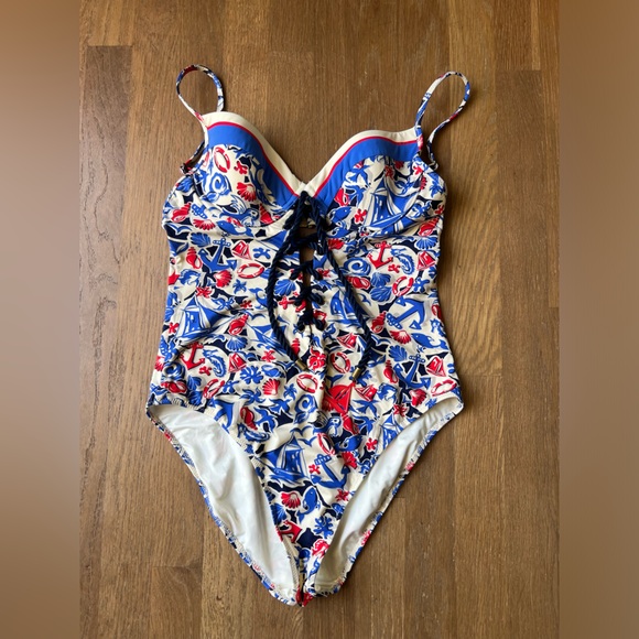 Nanette Lepore Deauville Vamp Sailboat Swimsuit Underwire Bathing Suit size M - Picture 3 of 15